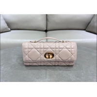 Well Crafted Dior Miss Caro Top Handle Pouch in Macrocannage Lambskin D2082 Pale Pink 2024