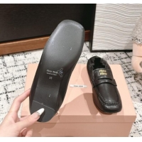 Good Quality Miu Miu Nappa leather flat loafers Black 114046