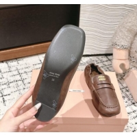 Best Product Miu Miu Nappa leather flat loafers Brairwood Brown 1114047