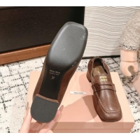 Charming Miu Miu Nappa leather Pumps 5cm Brown 114049