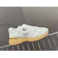 Sumptuous Miu Miu Mesh Sneakers with Logo Tag White 1114052