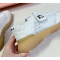 Sumptuous Miu Miu Mesh Sneakers with Logo Tag White 1114052