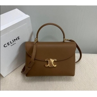 Promotional Celine Medium Nino Top Handle bag in Supple Calfskin 117523 Bronze Brown 2024