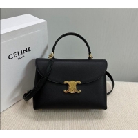 Super Quality Celine Medium Nino Top Handle bag in Supple Calfskin 117523 Black 2024