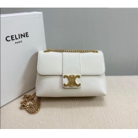 Well Crafted Celine Medium Victoire Shoulder Bag in Supple Calfskin 115853 White 2024