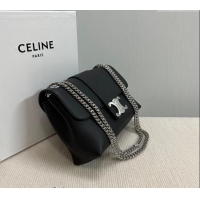 Top Quality Celine Medium Victoire Shoulder Bag in Supple Calfskin 115853 Black/Silver 2024