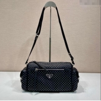 Buy Inexpensive Prada Re-Nylon Shoulder bag with studs 1BC236 Black 2024