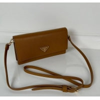 Top Design Prada Saffiano leather mini-bag 1NF059 brown 2024