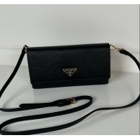 Luxury Cheap Prada Saffiano leather mini-bag 1NF059 Black 2024