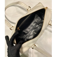 Low Cost Prada Medium leather top-handle bag with padlock 1BB127 White 2024