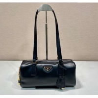 Best Price Prada Medium leather top-handle bag with padlock 1BB127 Black 2024