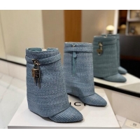 Purchase Givenchy Shark Lock Woven Wedge Ankle Boots 8.5cm Blue 1122024