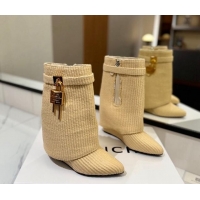 Best Price Givenchy Shark Lock Woven Wedge Ankle Boots 8.5cm Beige 1122026