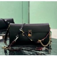 Buy Fashionable Prada Soft Sound large leather shoulder bag with charms 1BD378 Black 2024