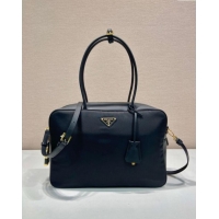 Shop Best Prada Large Re-Nylon and leather top-handle bag with padlock 1BB131 black 2024