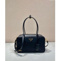 Good Product Prada Re-Nylon and leather medium top-handle bag with padlock 1BB132 Black 2024