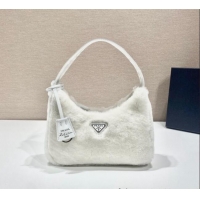 Best Product Prada Re-Edition 2000 Fur Hobo Mini bag 1NE515 White 2024