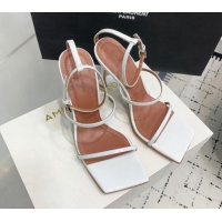 Good Product Amina Muaddi Maya Strap Heel Sandals 10cm in Patent Leather White 1223072