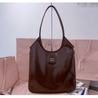 Best Price Miu Miu IVY naplak patent leather tote bag 5BG231 Palisander Brown 2024