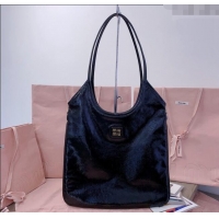 Reasonable Price Miu Miu IVY naplak patent leather tote bag 5BG231 Black 2024