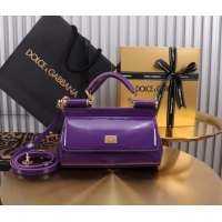 Super Quality Dolce&Gabbana Patent Calfskin Small Sicily handbag BB6111 Purple 2024