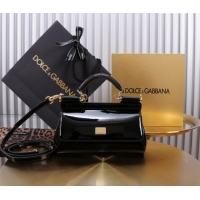 Top Discount Dolce&Gabbana Patent Calfskin Small Sicily handbag BB6111 Black 2024