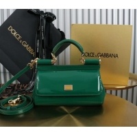 Good Taste Dolce&Gabbana Patent Calfskin Small Sicily handbag BB6111 Green 2024