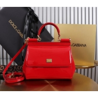 Good Looking Dolce&Gabbana Patent Calfskin Small Sicily handbag BB6112 Red 2024