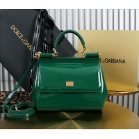 Popular Style Dolce&Gabbana Patent Calfskin Small Sicily handbag BB6112 Green 2024