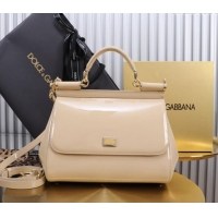 Good Quality Dolce&Gabbana Patent Calfskin Large Sicily handbag BB6113 Nude Pink 2024