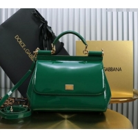 Best Quality Dolce&Gabbana Patent Calfskin Large Sicily handbag BB6113 Green 2024