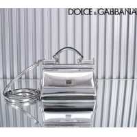 Top Grade Dolce&Gabbana Elongated Glazed Calfskin Small Sicily handbag BB6111 Silver 2024