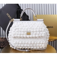 Shop Grade Dolce&Gabbana Raffia Crochet Small Sicily handbag BB6112 White 2024