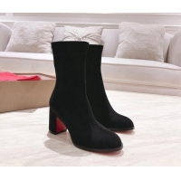 Charming Christian Louboutin Stretch Suede Ankle Boots 7cm Black 1223115