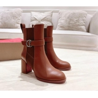 Trendy Design Christian Louboutin CL Chelsea Heel Ankle Boots 7cm in Calf Leather Brown 1223119