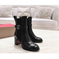 Top Design Christian Louboutin CL Chelsea Heel Ankle Boots 7cm in Calf Leather Black 1223120