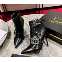 Purchase Christian Louboutin Giddylina Heel Ankle Boots 10cm in Crocodile Embossed Leather Black 1223123