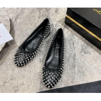 Good Quality Christian Louboutin Sweet Jane Spikes Ballerinas Flat in Calf Leather Black 1223139