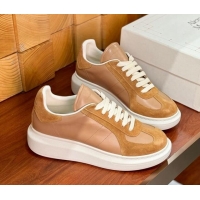 Popular Style Alexander McQueen Oversized Retro Sneakers in Calfskin and Suede Brown 1114010