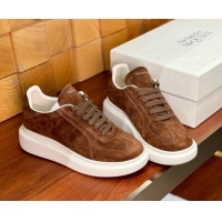 Most Popular Alexander McQueen Oversized Retro Sneakers in Suede Dark Brown 1114012