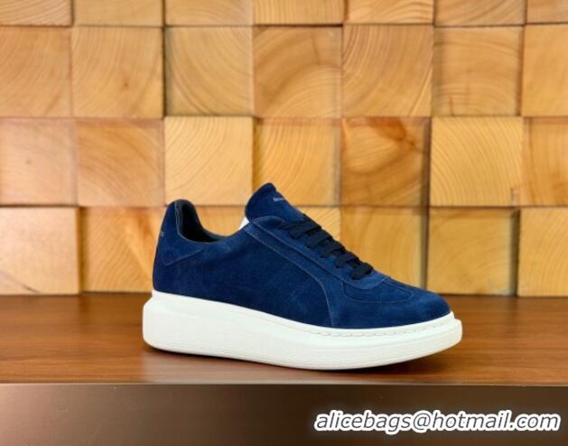 Top Design Alexander McQueen Oversized Retro Sneakers in Suede Dark Blue 1114018