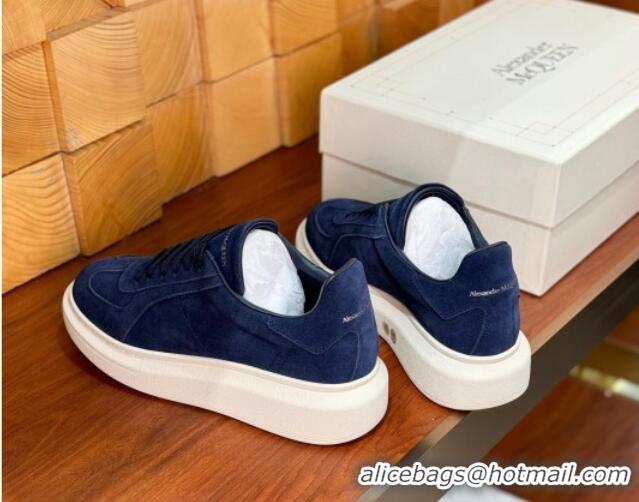 Top Design Alexander McQueen Oversized Retro Sneakers in Suede Dark Blue 1114018