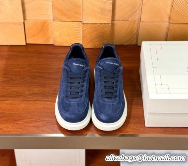 Top Design Alexander McQueen Oversized Retro Sneakers in Suede Dark Blue 1114018