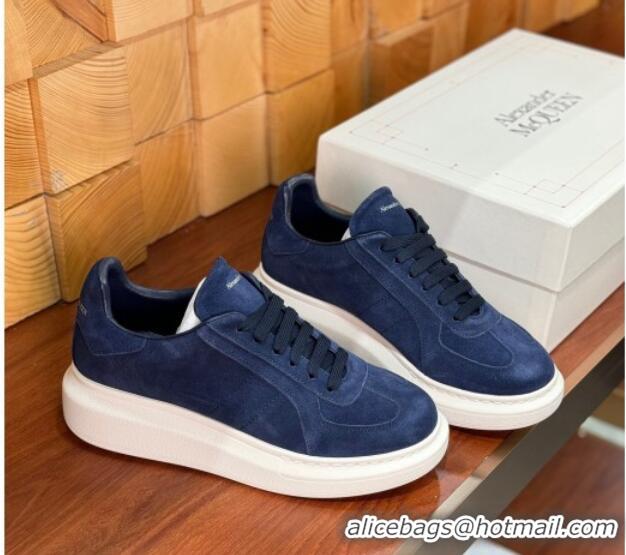 Top Design Alexander McQueen Oversized Retro Sneakers in Suede Dark Blue 1114018