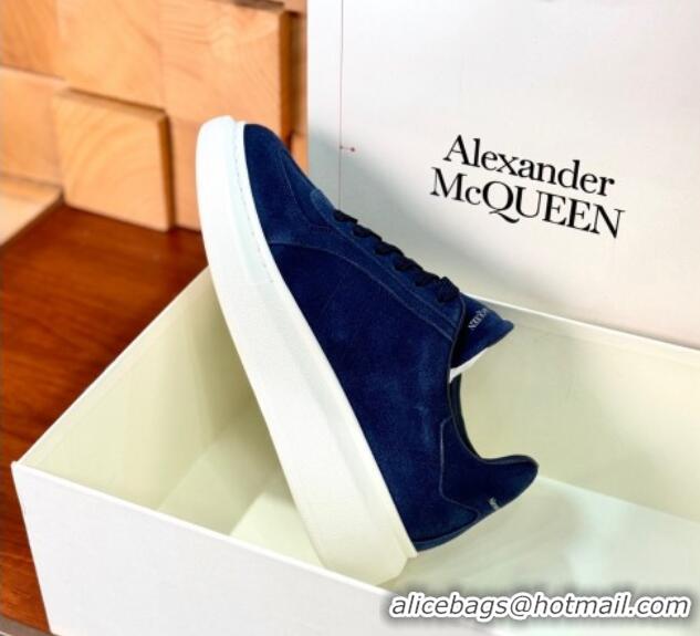 Top Design Alexander McQueen Oversized Retro Sneakers in Suede Dark Blue 1114018