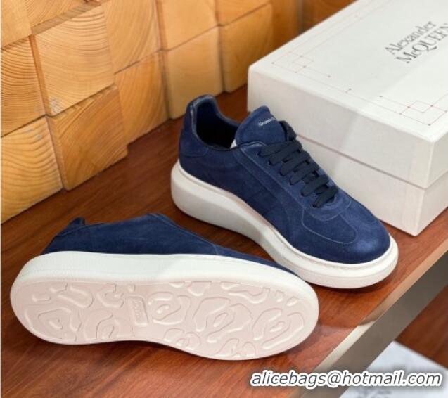 Top Design Alexander McQueen Oversized Retro Sneakers in Suede Dark Blue 1114018