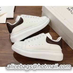 Luxury Alexander McQueen Oversized Sneakers in Silky Calfskin and Grained Leather Heel Tab Dark Burgundy 225054