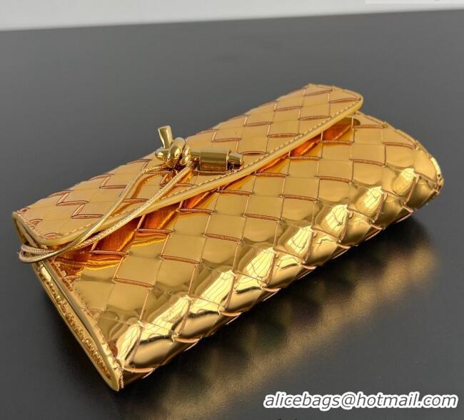 Inexpensive Bottega Veneta Andiamo Large Wallet in Intrecciato Leather 741504 Gold 2024