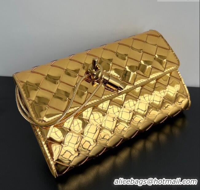 Inexpensive Bottega Veneta Andiamo Large Wallet in Intrecciato Leather 741504 Gold 2024