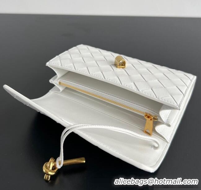 Unique Discount Bottega Veneta Andiamo Large Wallet in Intrecciato Leather 741504 White 2024